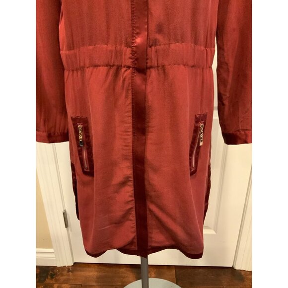 Juliette Longuet Maroon Zip-Up Dress W/ Pockets & Long Sleeves, Size 2 - Picture 5 of 12